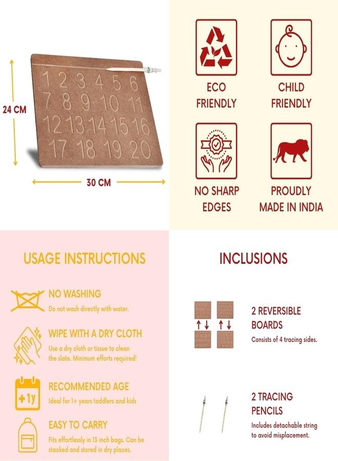 CRYA Tamil Educational Tracing Wooden Board for Kids | Handwriting, Counting and Learning Montessori Slates | Reversible Set of 2 Puzzles (Tamil, Cursive English and Numbers) - Image 5